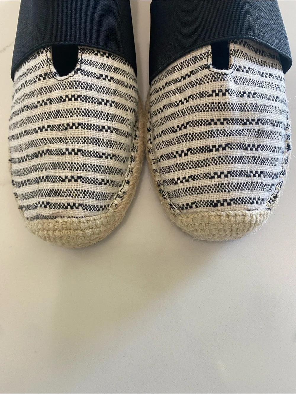 Lord & Taylor Fyona Black and Cream Striped Slip-On Espadrilles Women 8
